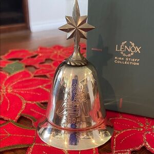 Lenox 1995 Kirk Stieff Vintage Silver Nativity Bell Music Box Ornament